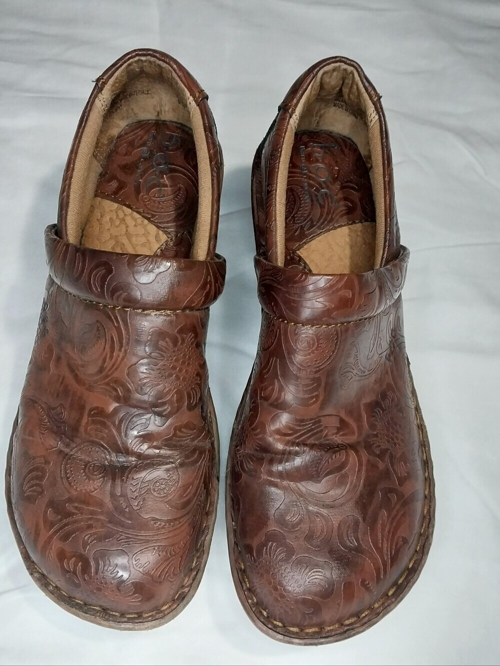 B.O.C Brown Floral And Paisley Boho Western Chunky Casual Work Clogs